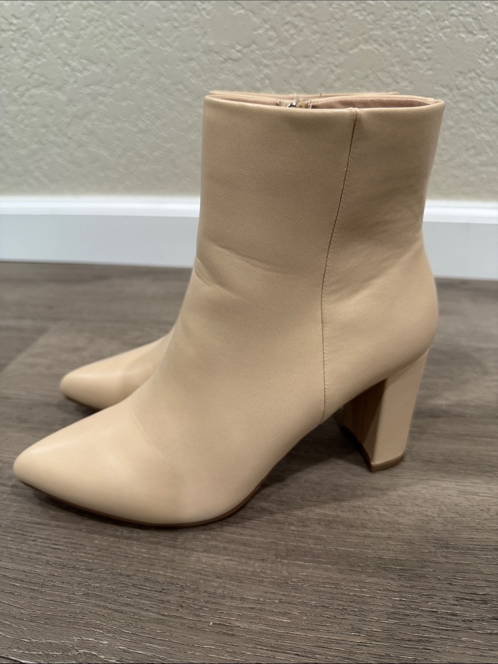 Women’s Neutral Beige Block Heel Ankle Boots